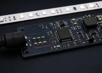 直流电源与 LED 驱动板入口处平放安装的 MLV 芯片