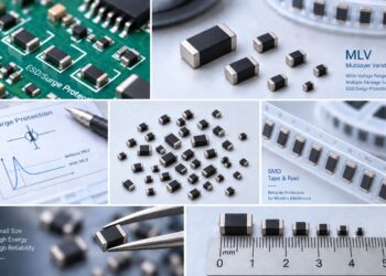多种封装尺寸的片式多层压敏电阻及其PCB、编带和尺寸对比场景